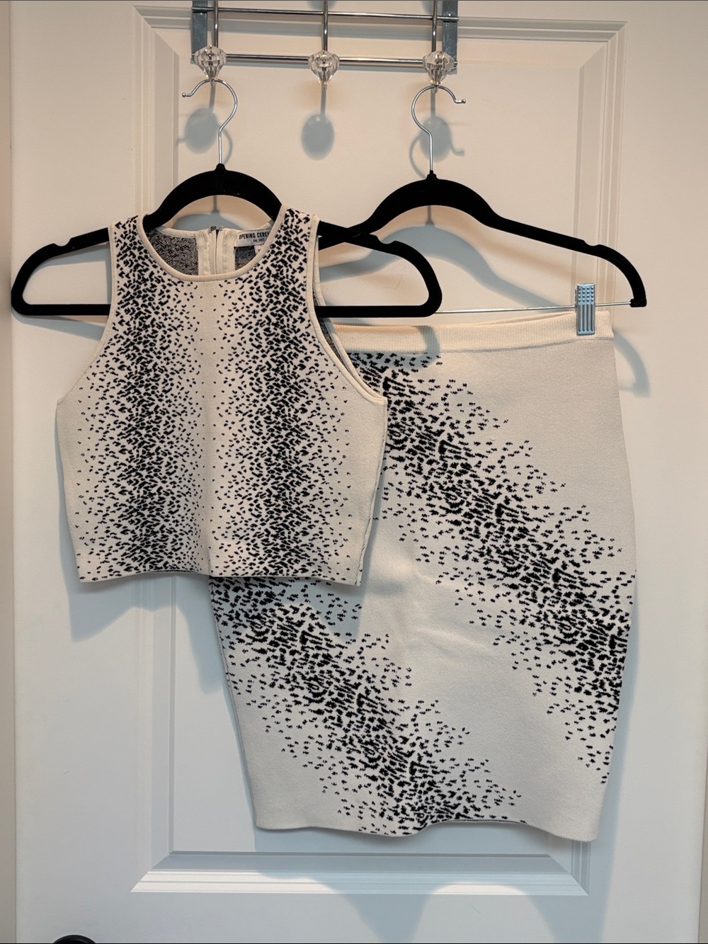 Opening Ceremony Black & Cream Speckled Knit Crop Top